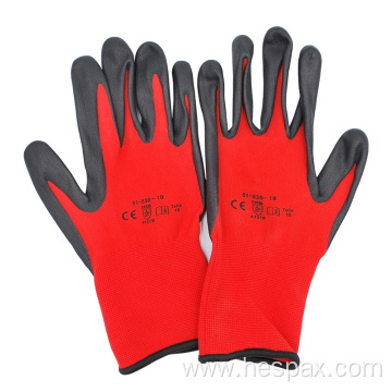 Hespax Wholesale Nitrile Coated Safety Gloves CE Verified